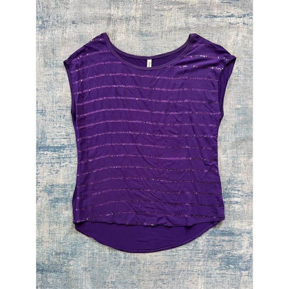 Aeropostale Purple Sequin Stripe Tank Top Large